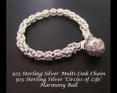 Harmony Ball Bracelet, Large Weave Link Chain, Circles of Life - Click Image to Close